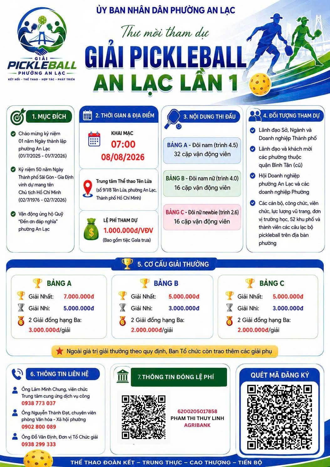 Thư mời tham dự Giải Pickleball An Lạc lần 1